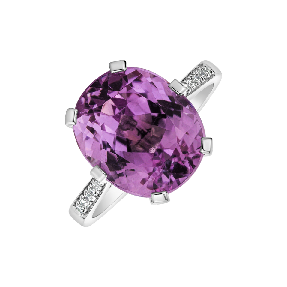 Diamond ring with Kunzite Fairytale Seraph