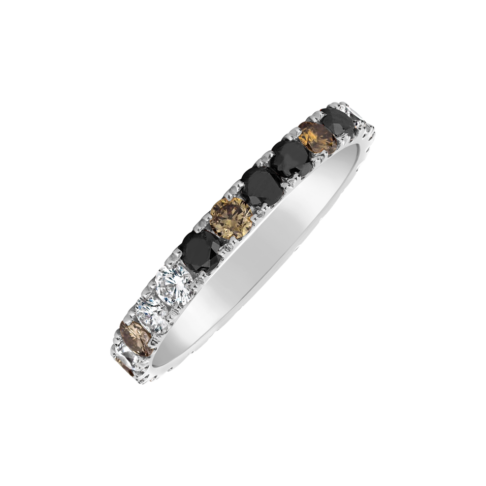 Ring with black, brown and white diamonds Eternal Promise
