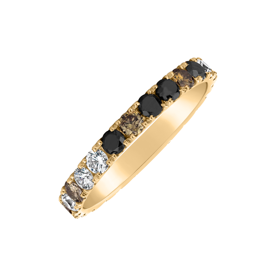 Ring with black, brown and white diamonds Eternal Promise