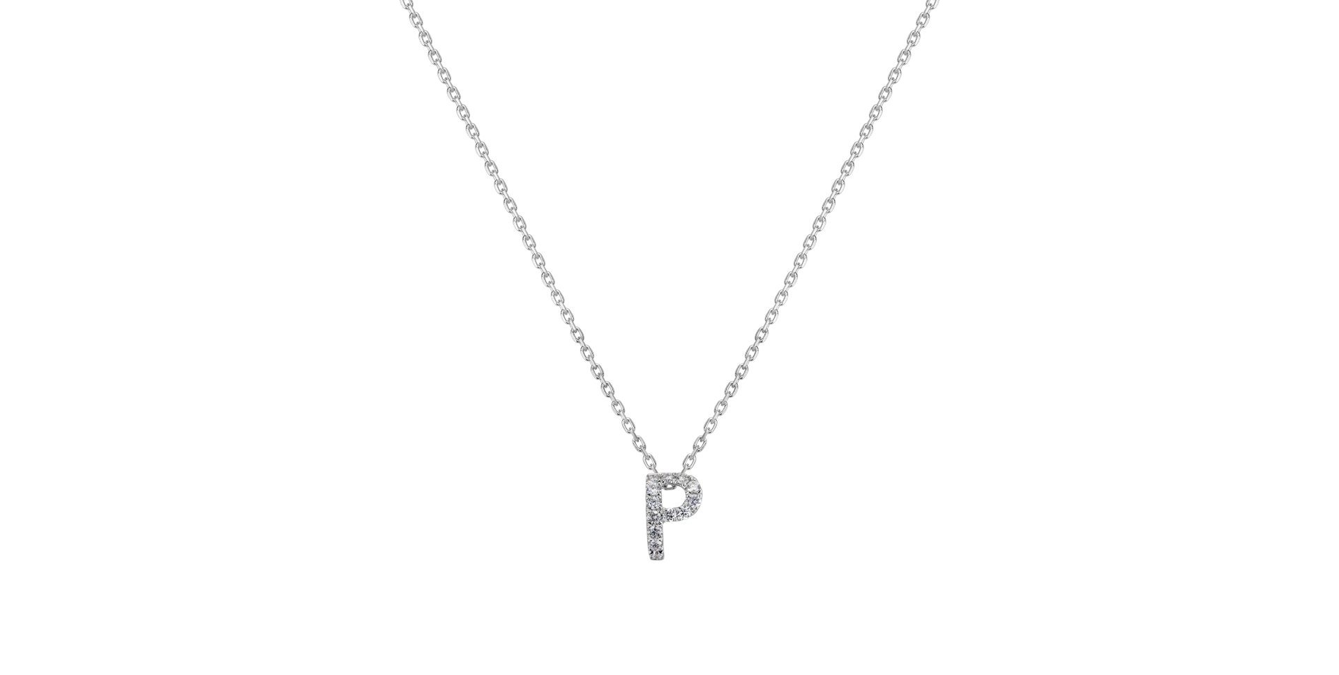 Diamond necklace Glittering Letter P