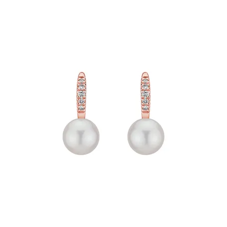Diamond earrings with Pearl Shimmering Lake