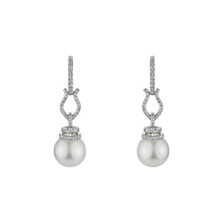 Diamond earrings with Pearl Ocean Sorrow