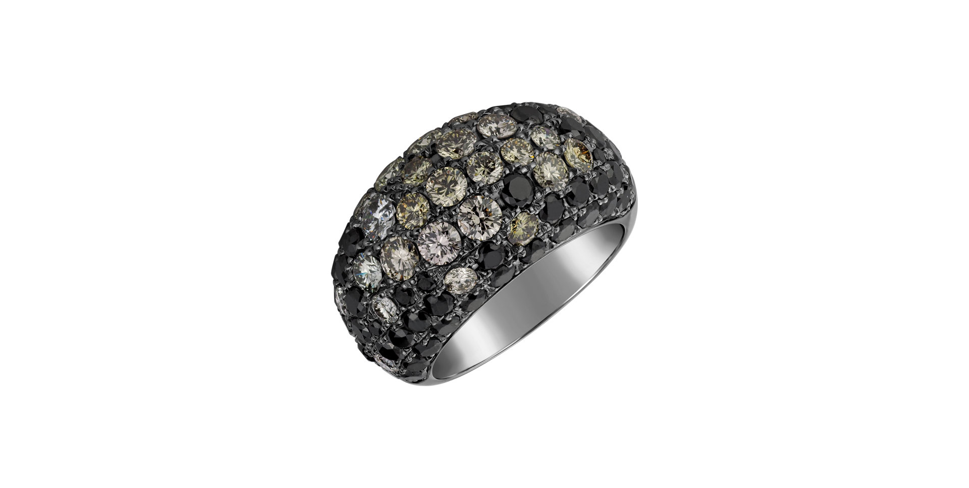 Ring with white, brown and black diamonds Bianca