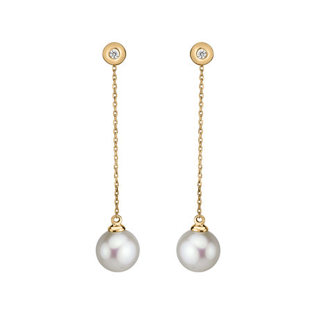 Diamond earrings with Pearl Pearl Fall