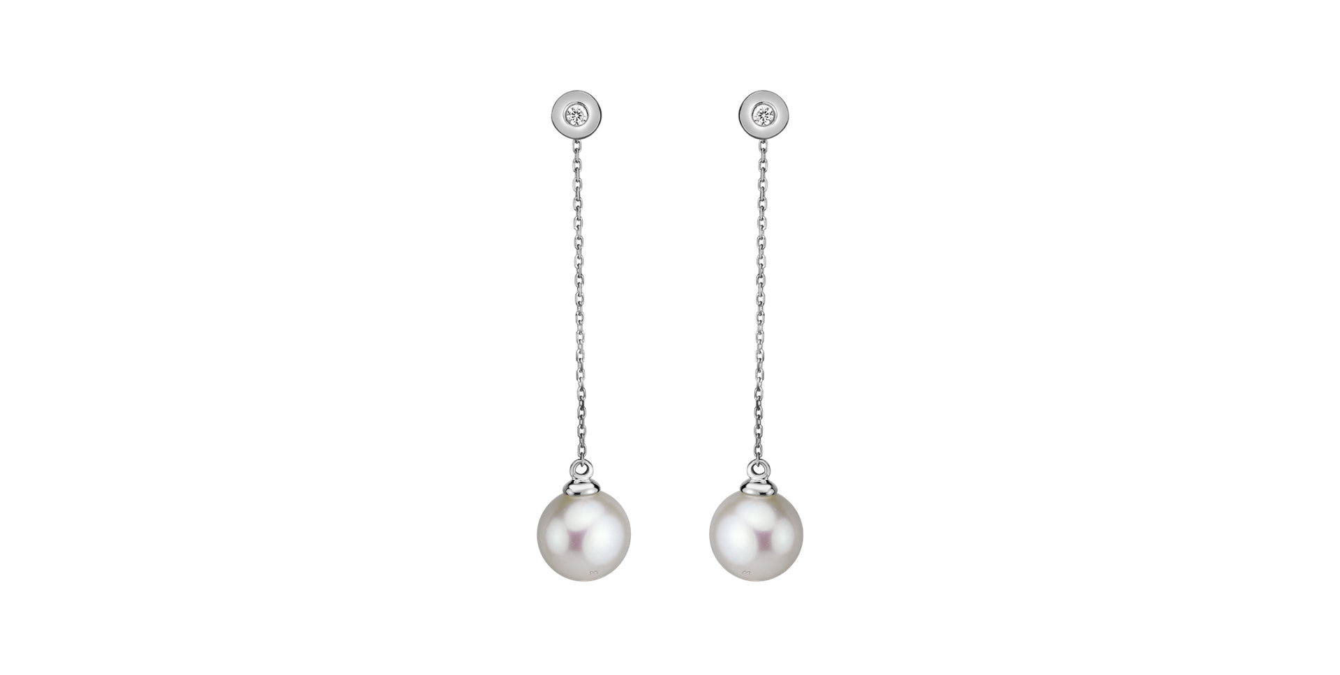 Diamond earrings with Pearl Pearl Fall