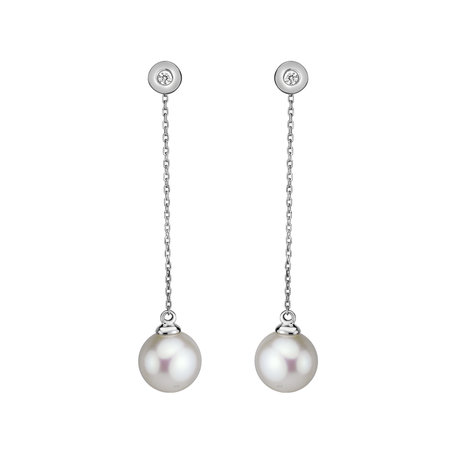 Diamond earrings with Pearl Pearl Fall