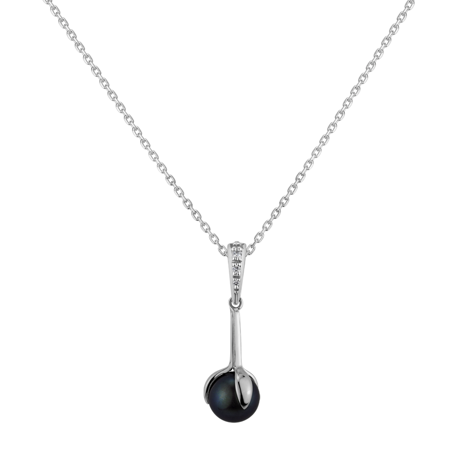 Diamond pendant with Pearl The Struck of Ocean Love