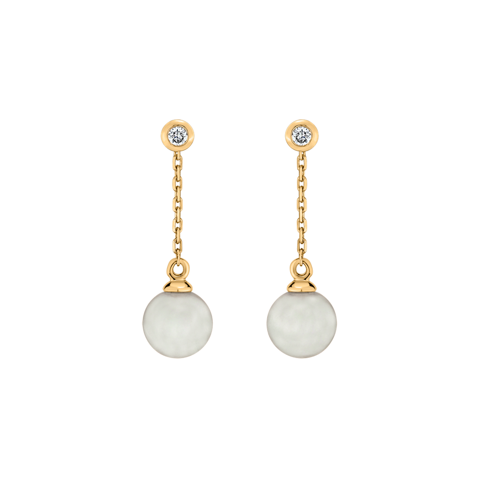 Diamond earrings with Pearl White Lake Soul