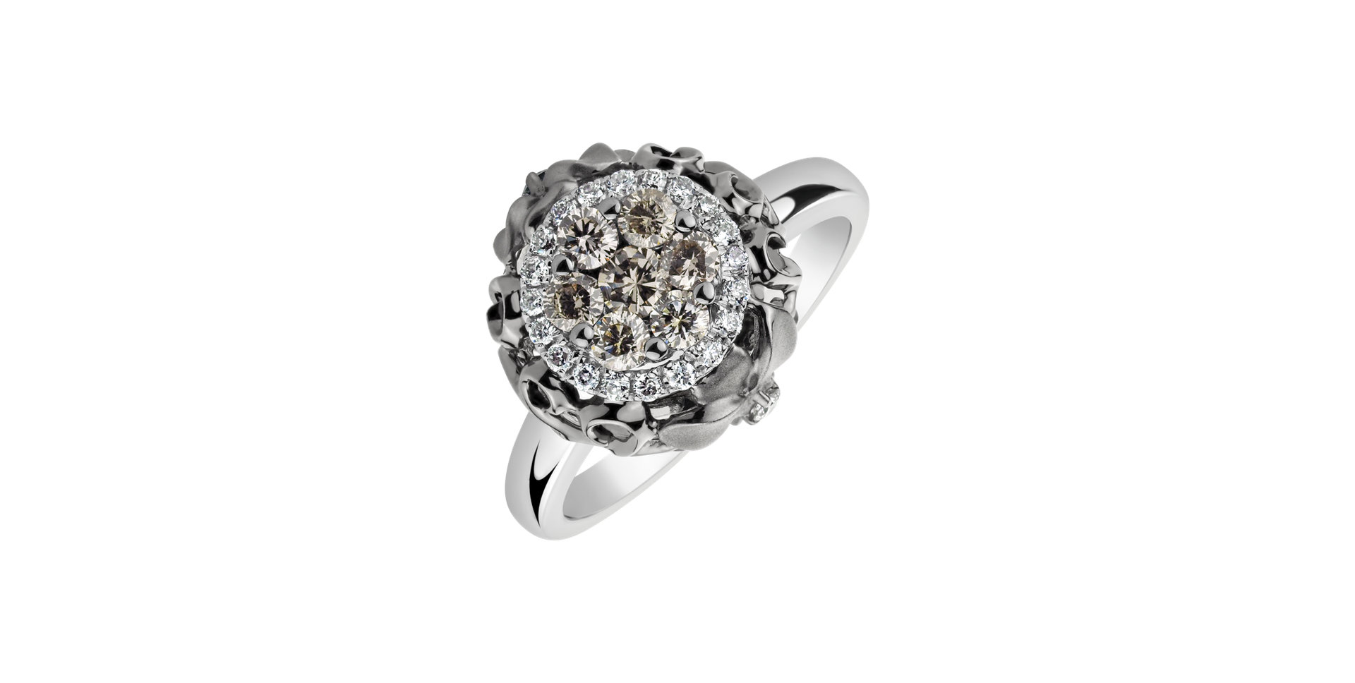 Ring with brown and white diamonds Touch of Heaven