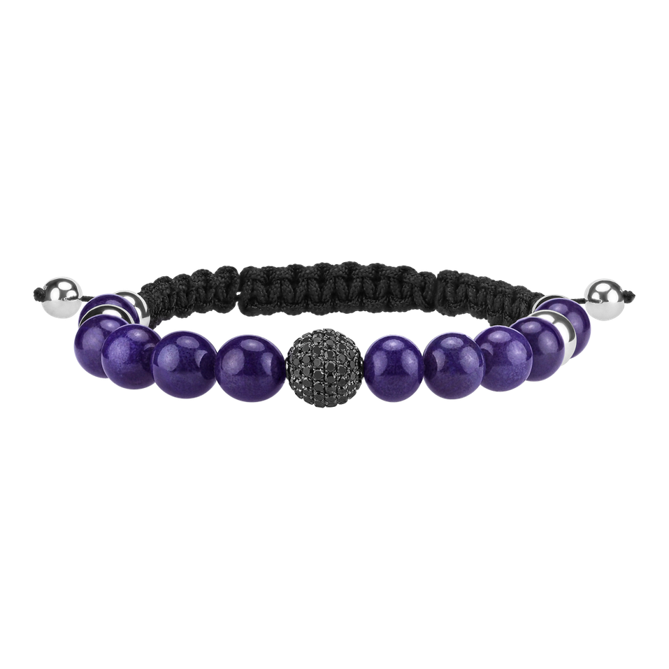 Bracelet with Sugilite and black diamonds Shamballa