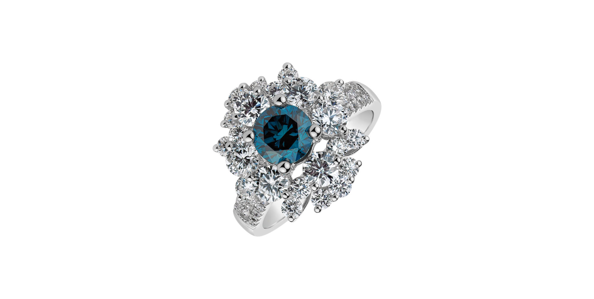 Ring with blue diamonds and white diamonds Passion Treasure
