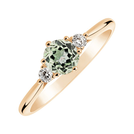 Diamond ring with Amethyst Green Midnight Serenity