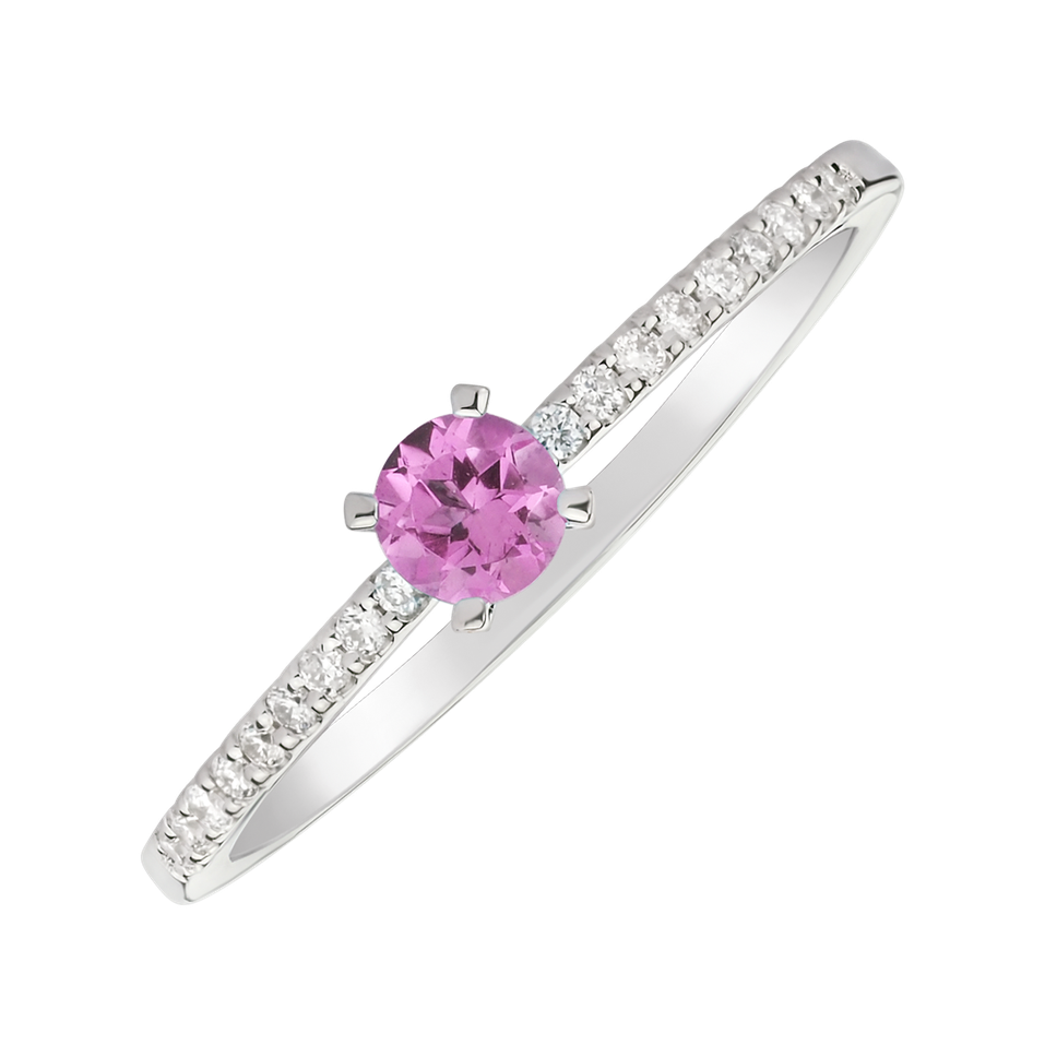 Diamond Ring with Spinel Gem Simplicity