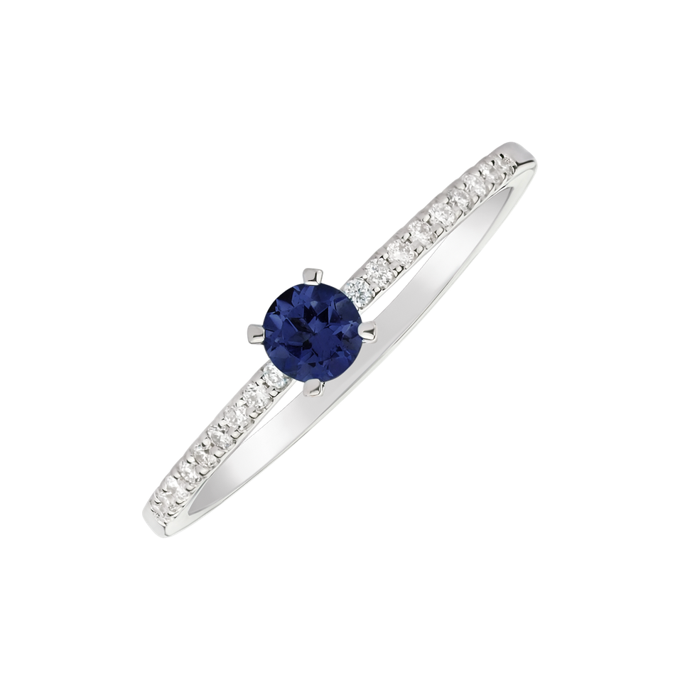 Diamond ring with Sapphire Gem Simplicity