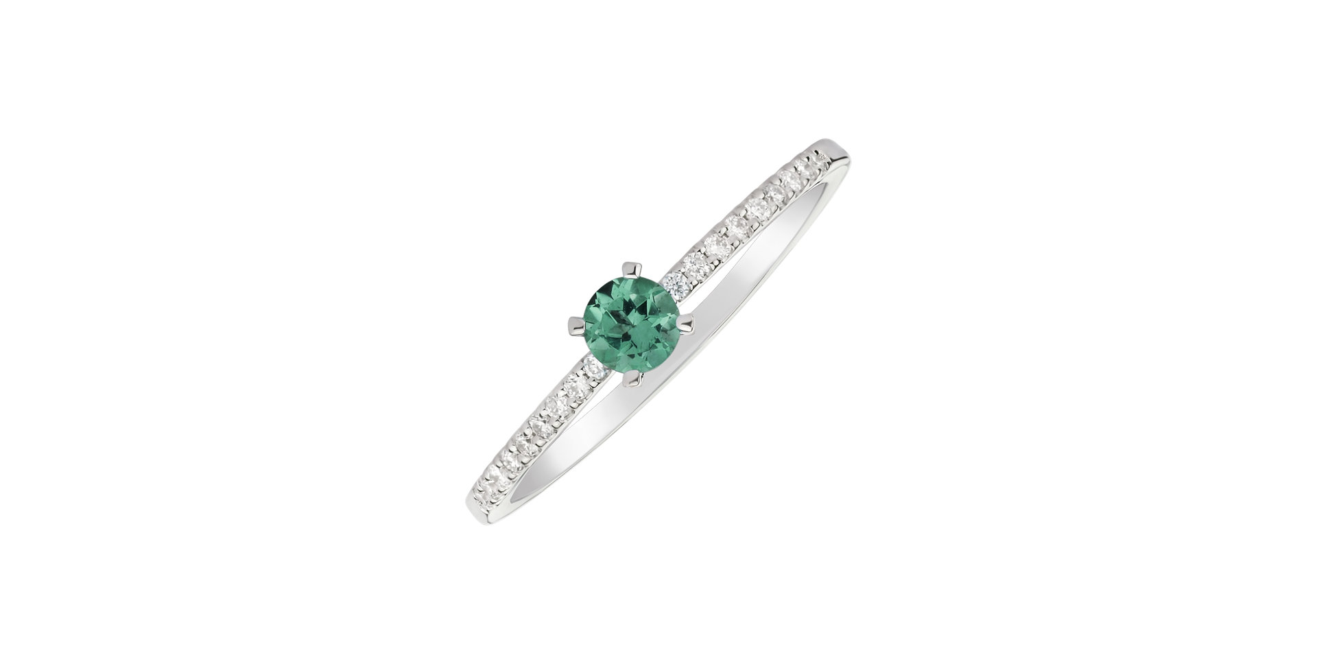 Diamond ring with Emerald Gem Simplicity