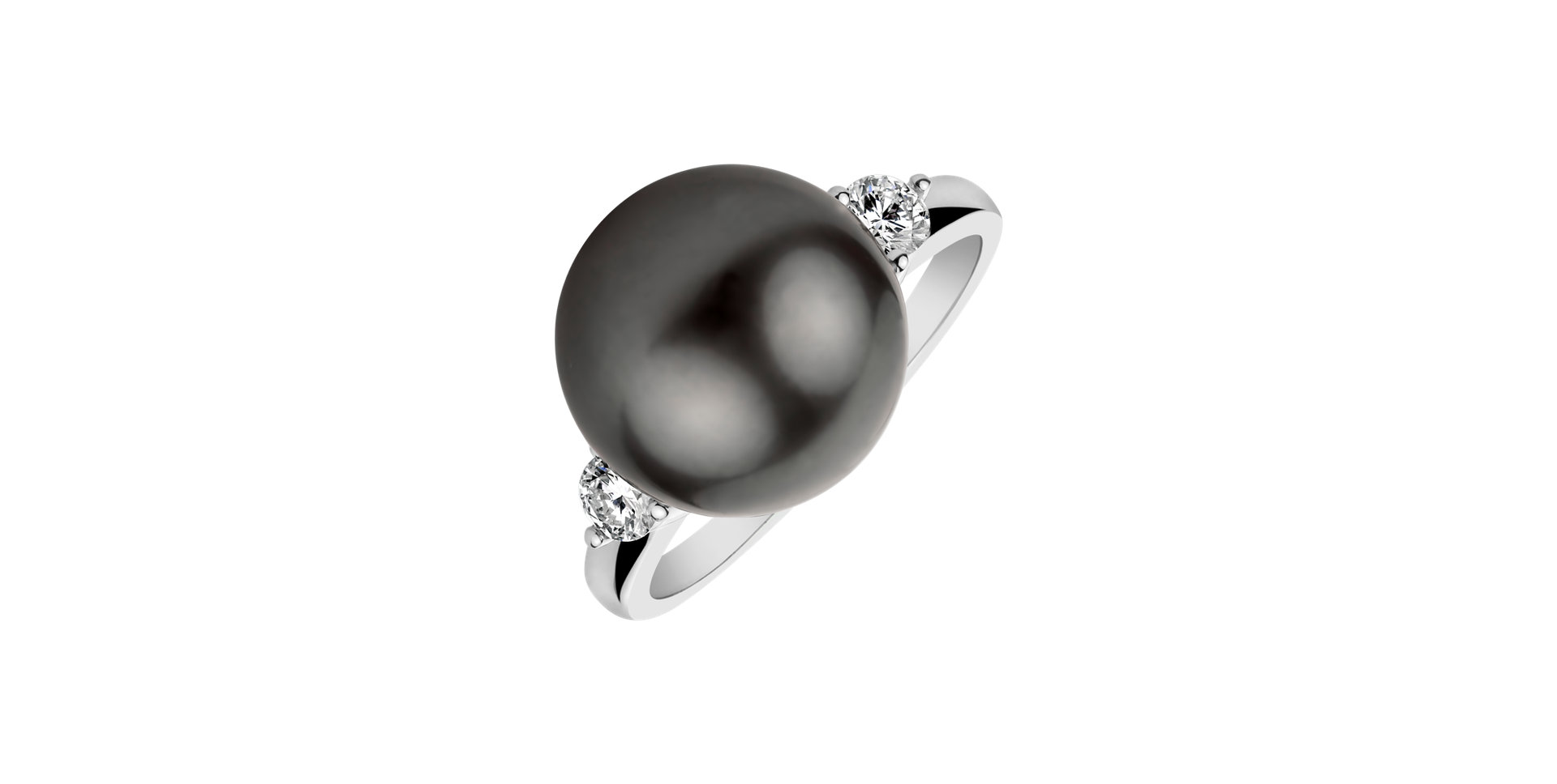 Diamond ring with Pearl Dark Sea