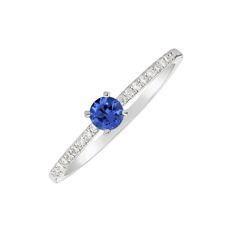 Diamond ring with Tanzanite Gem Simplicity