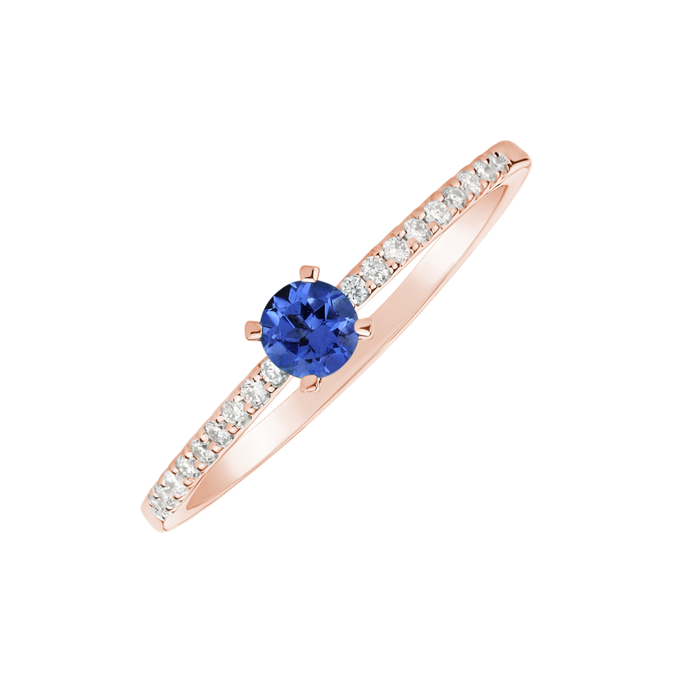 Diamond ring with Tanzanite Gem Simplicity