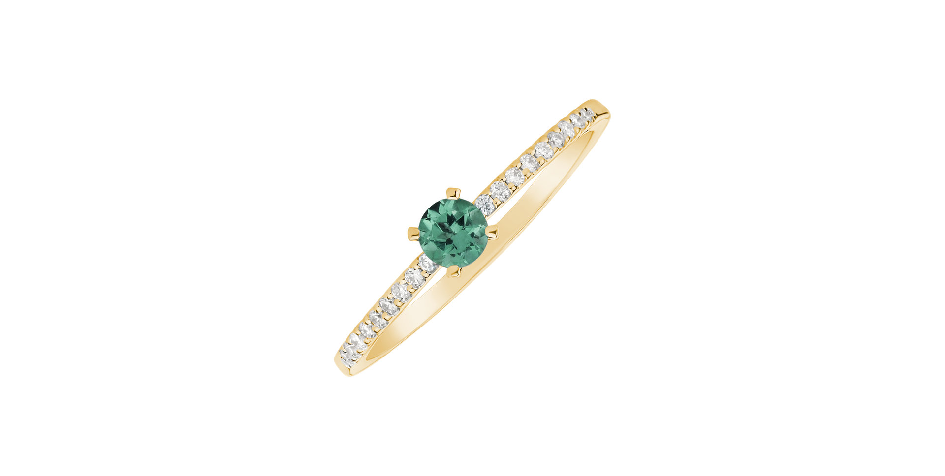 Diamond ring with Emerald Gem Simplicity