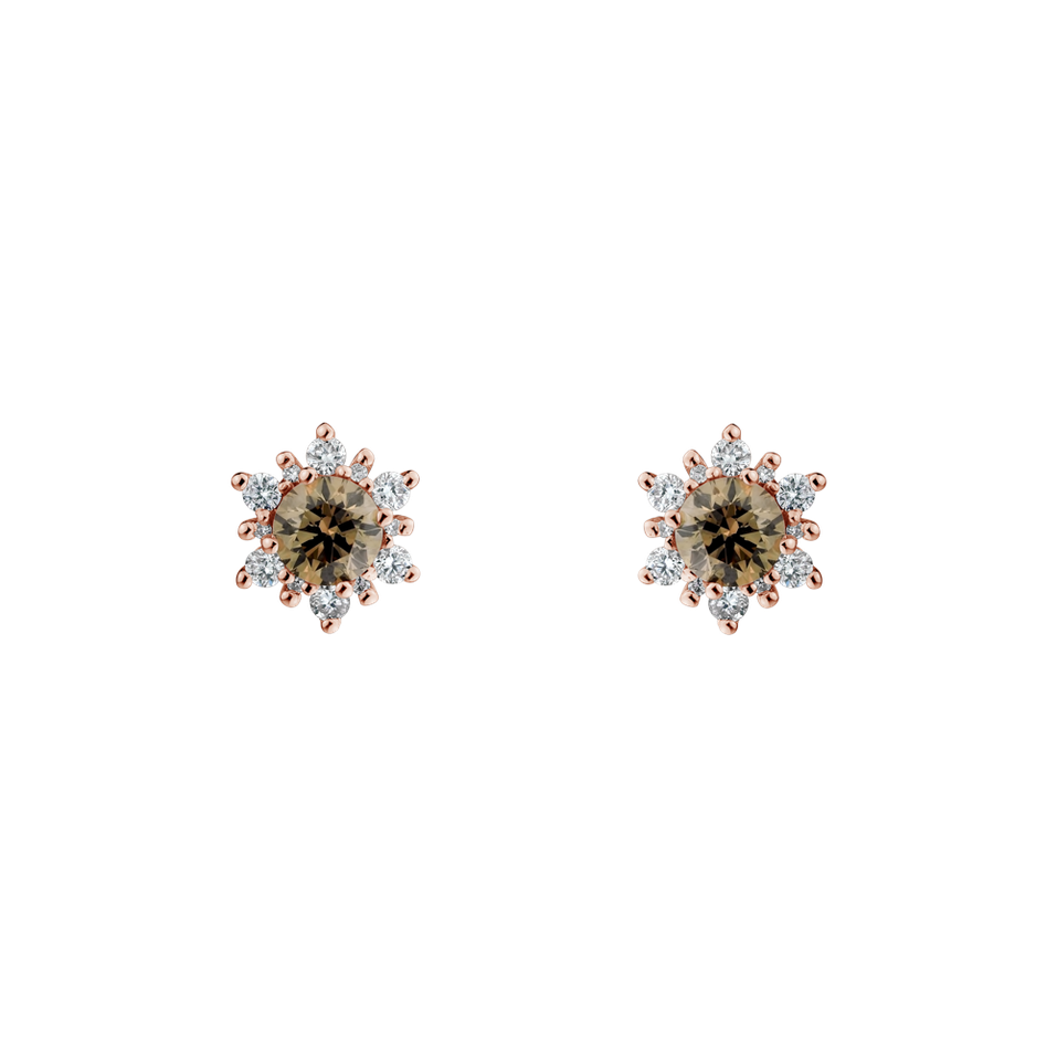 Earrings with brown and white diamonds Snow Star
