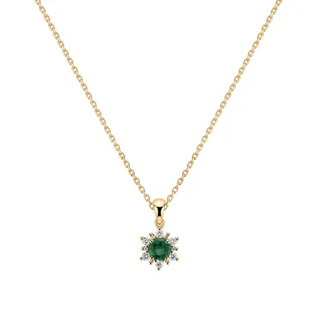 Diamond pendant with Emerald Snow Star