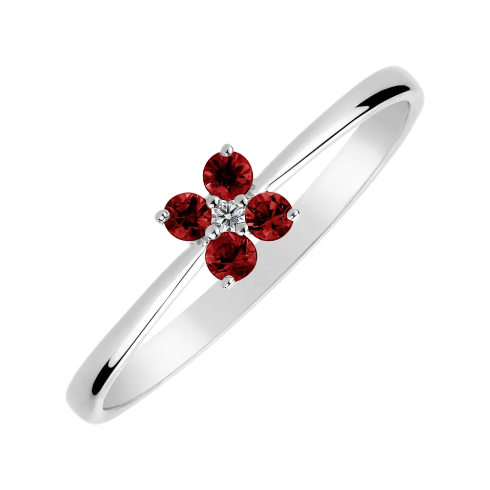 Diamond ring with Ruby Divine Bloom