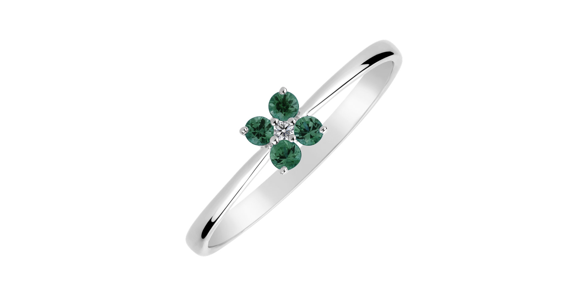 Diamond ring with Emerald Divine Bloom