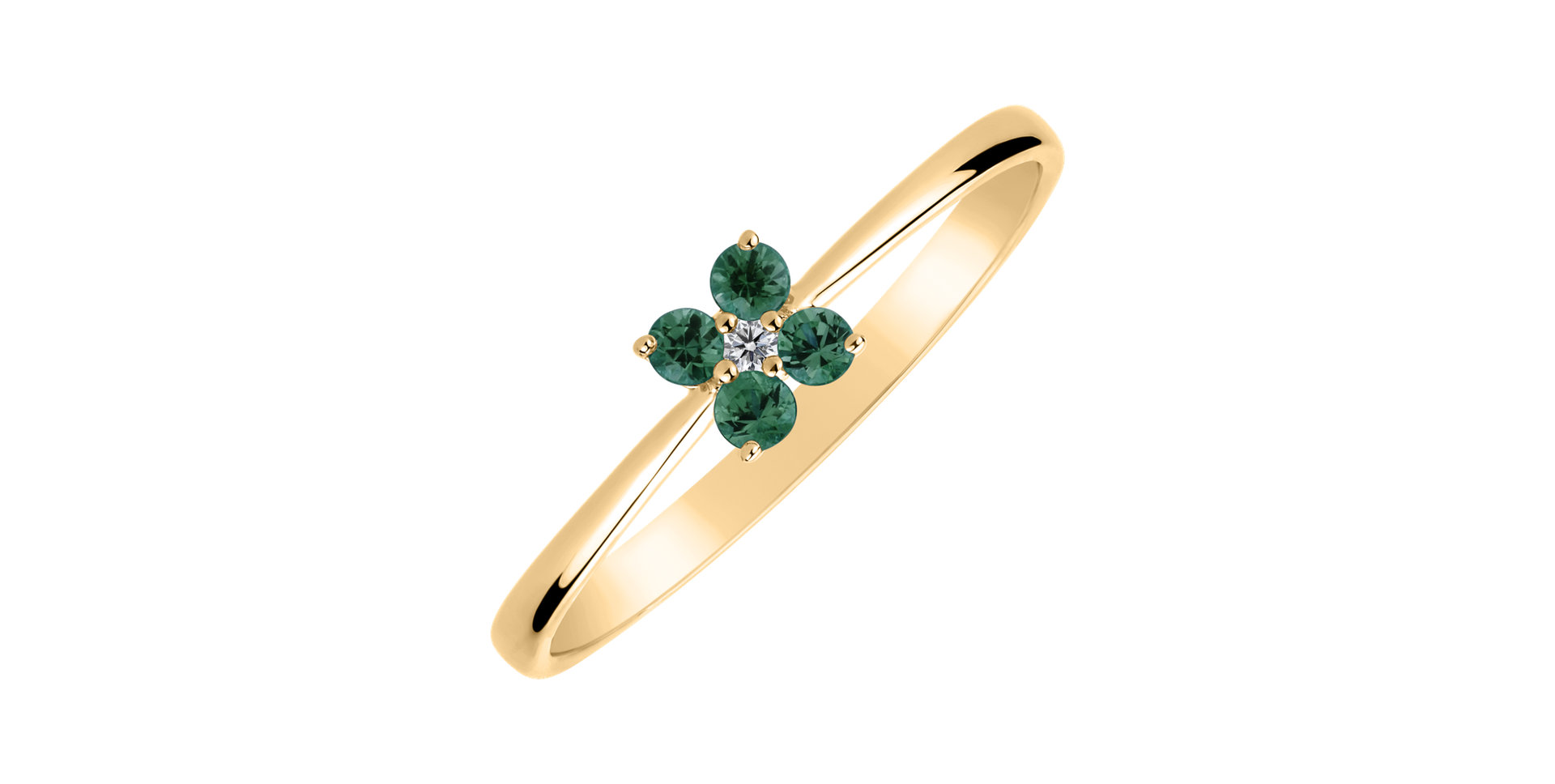Diamond ring with Emerald Divine Bloom