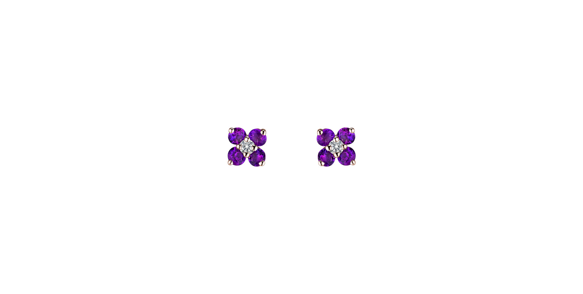 Diamond earrings with Amethyst Brazil Divine Bloom