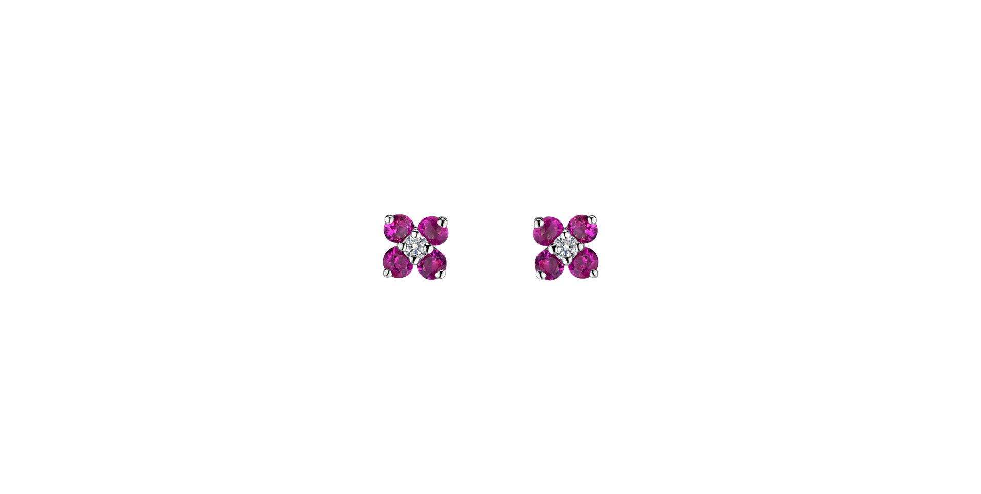 Diamond earrings with Ruby Divine Bloom