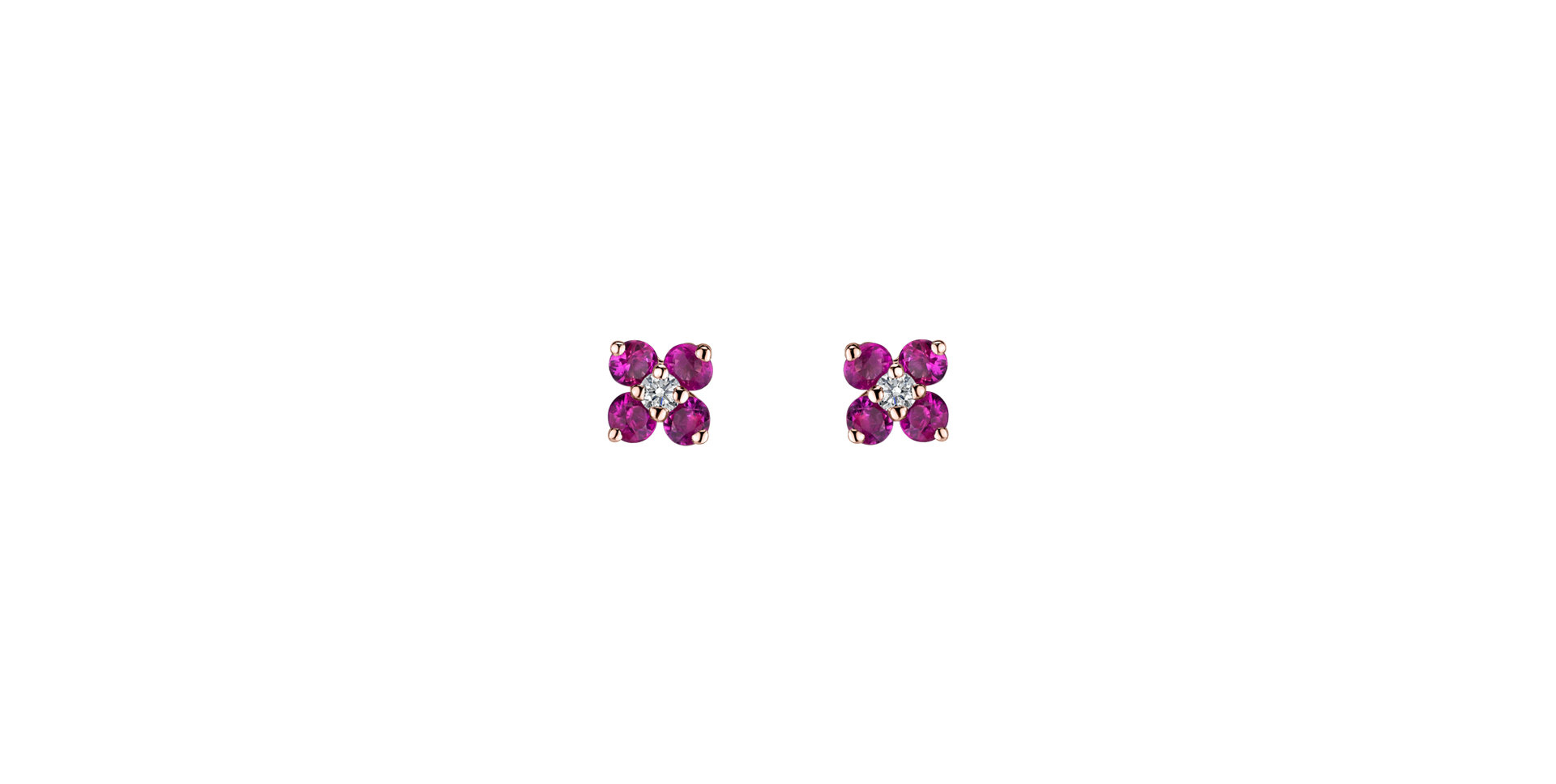 Diamond earrings with Ruby Divine Bloom