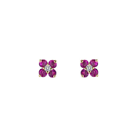Diamond earrings with Ruby Divine Bloom