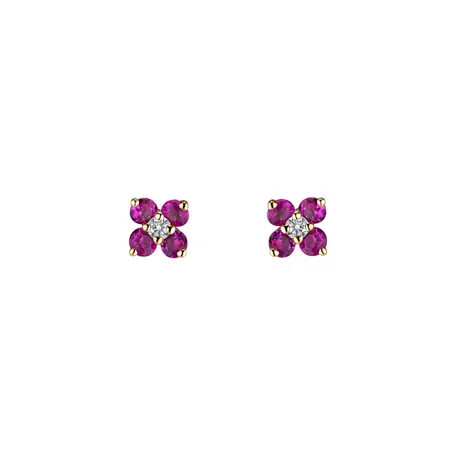 Diamond earrings with Ruby Divine Bloom