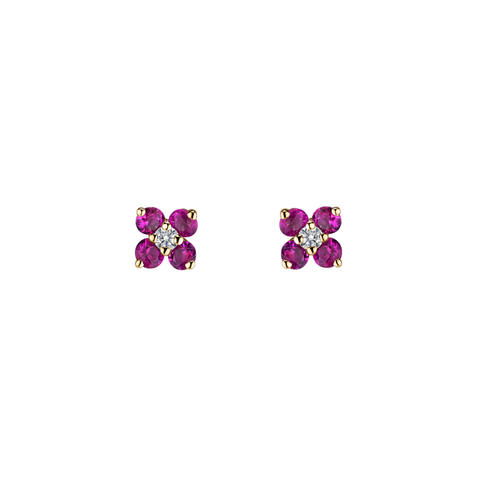 Diamond earrings with Ruby Divine Bloom