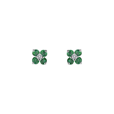Diamond earrings with Emerald Divine Bloom