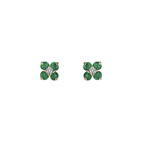 Diamond earrings with Emerald Divine Bloom