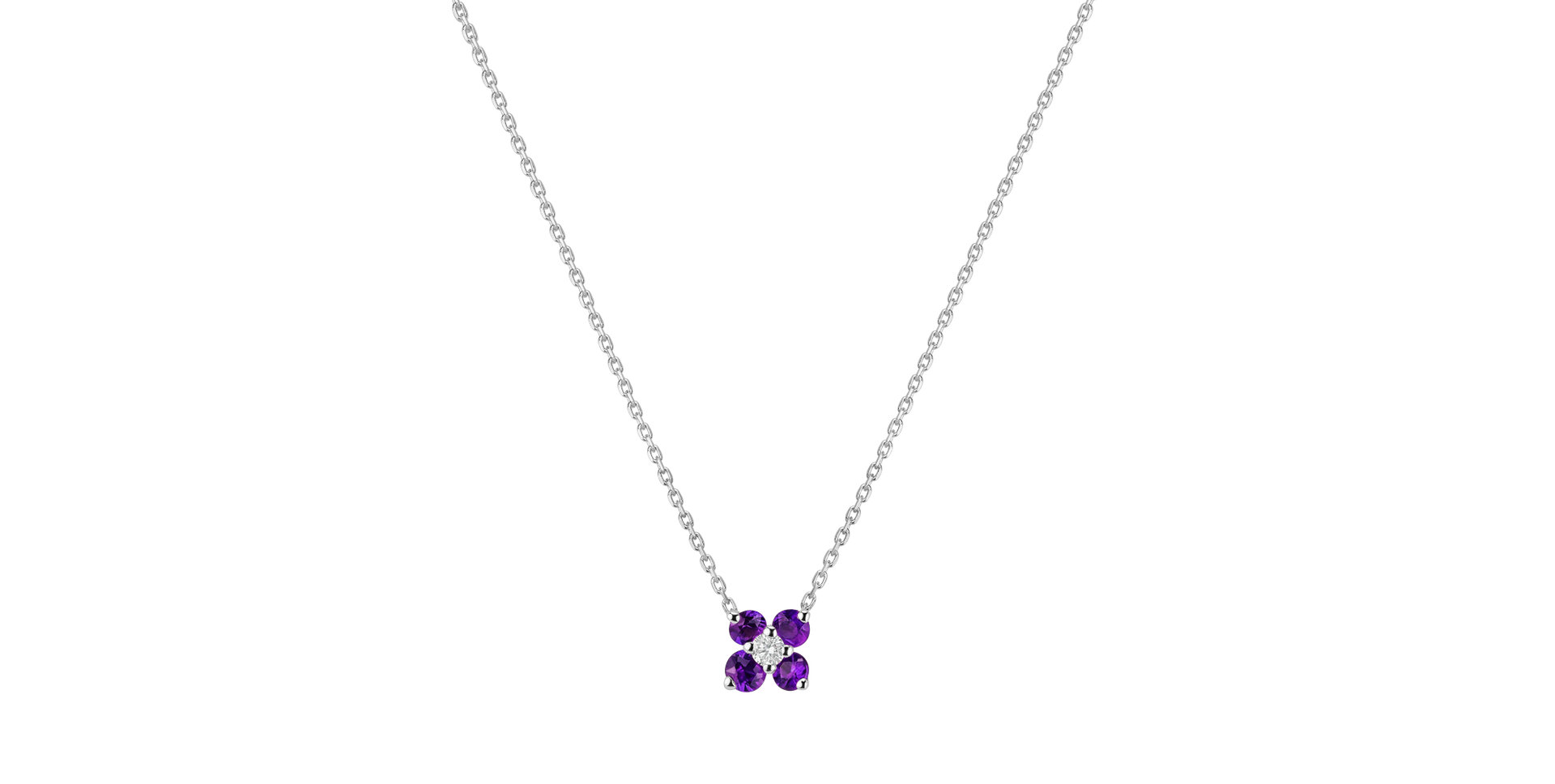 Diamond necklace with Amethyst Brazil Divine Bloom