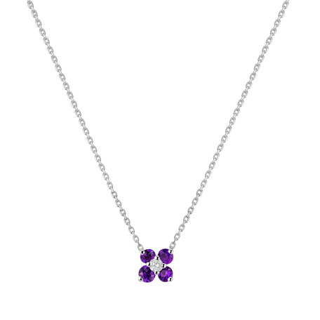 Diamond necklace with Amethyst Brazil Divine Bloom