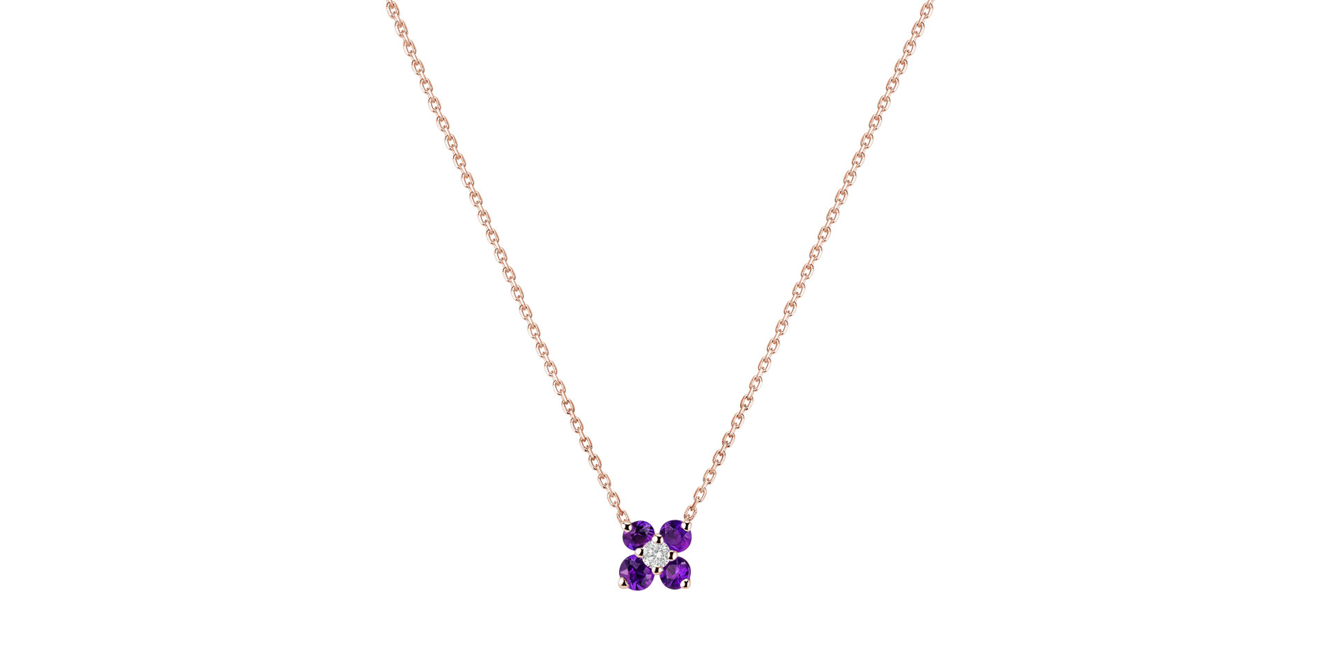 Diamond necklace with Amethyst Brazil Divine Bloom