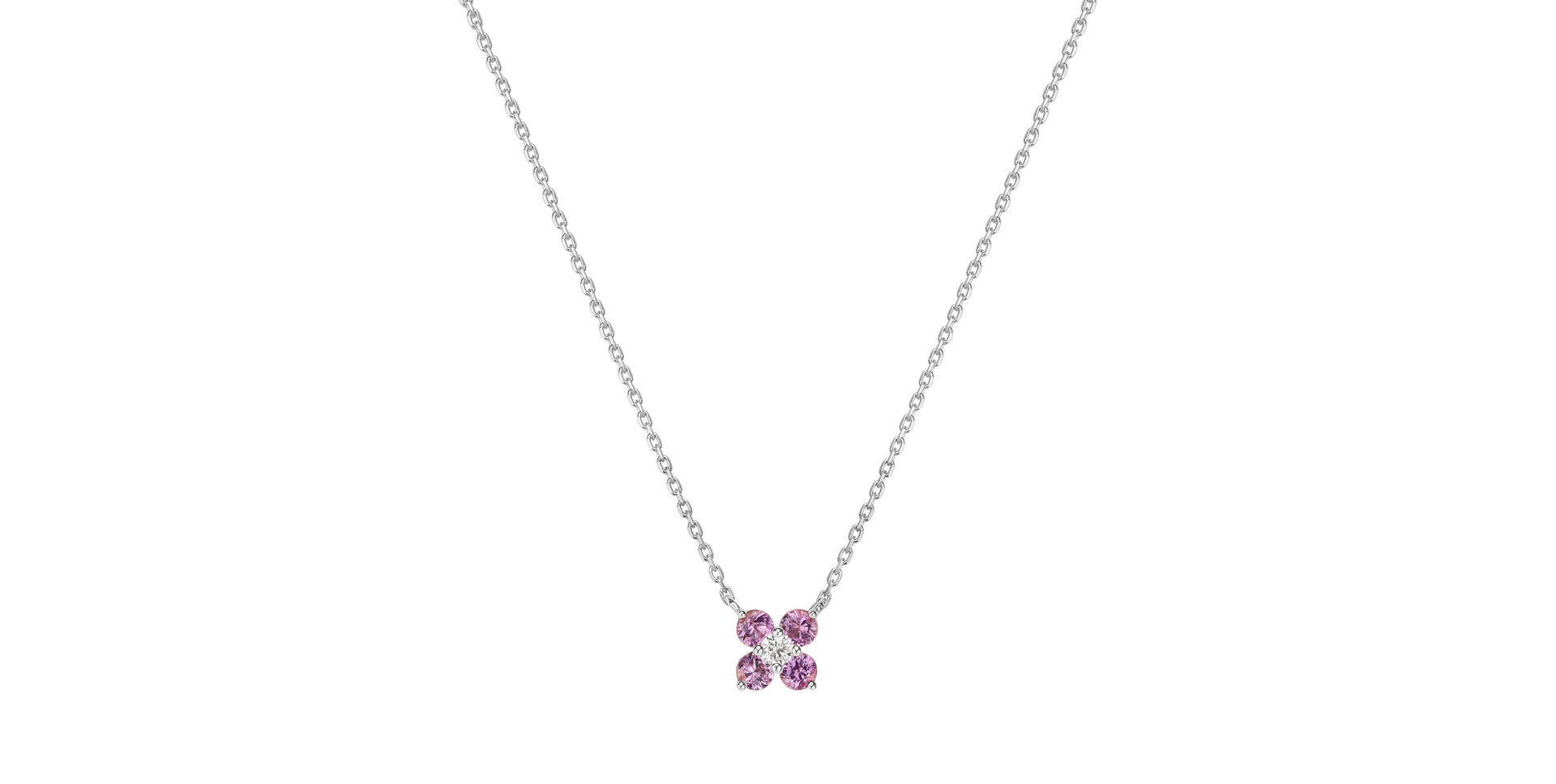 Diamond necklace with Sapphires Pink Divine Bloom