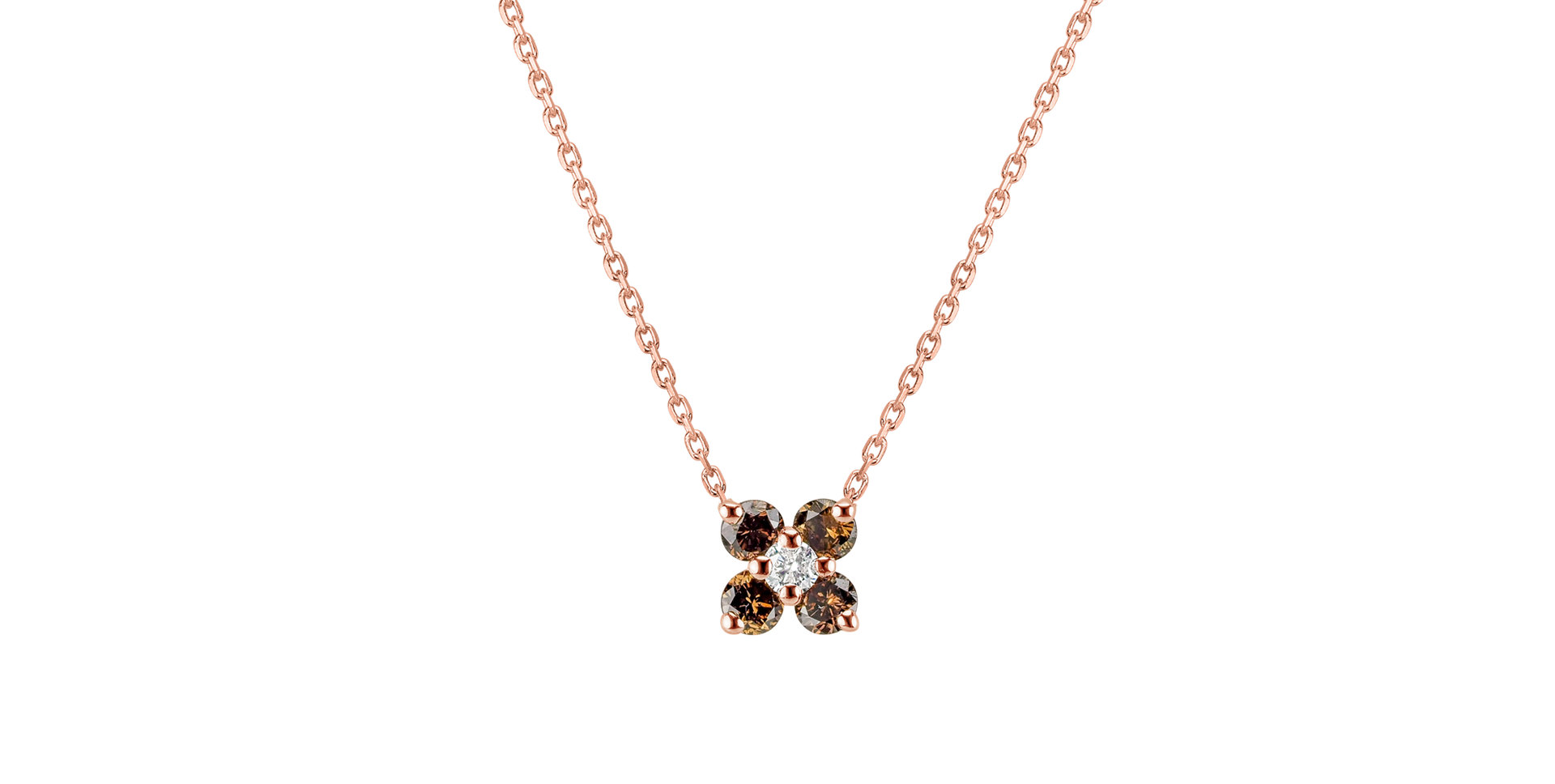 Necklace with brown and white diamonds Divine Bloom