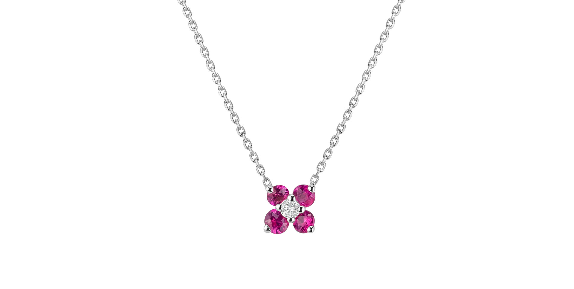 Diamond necklace with Ruby Divine Bloom