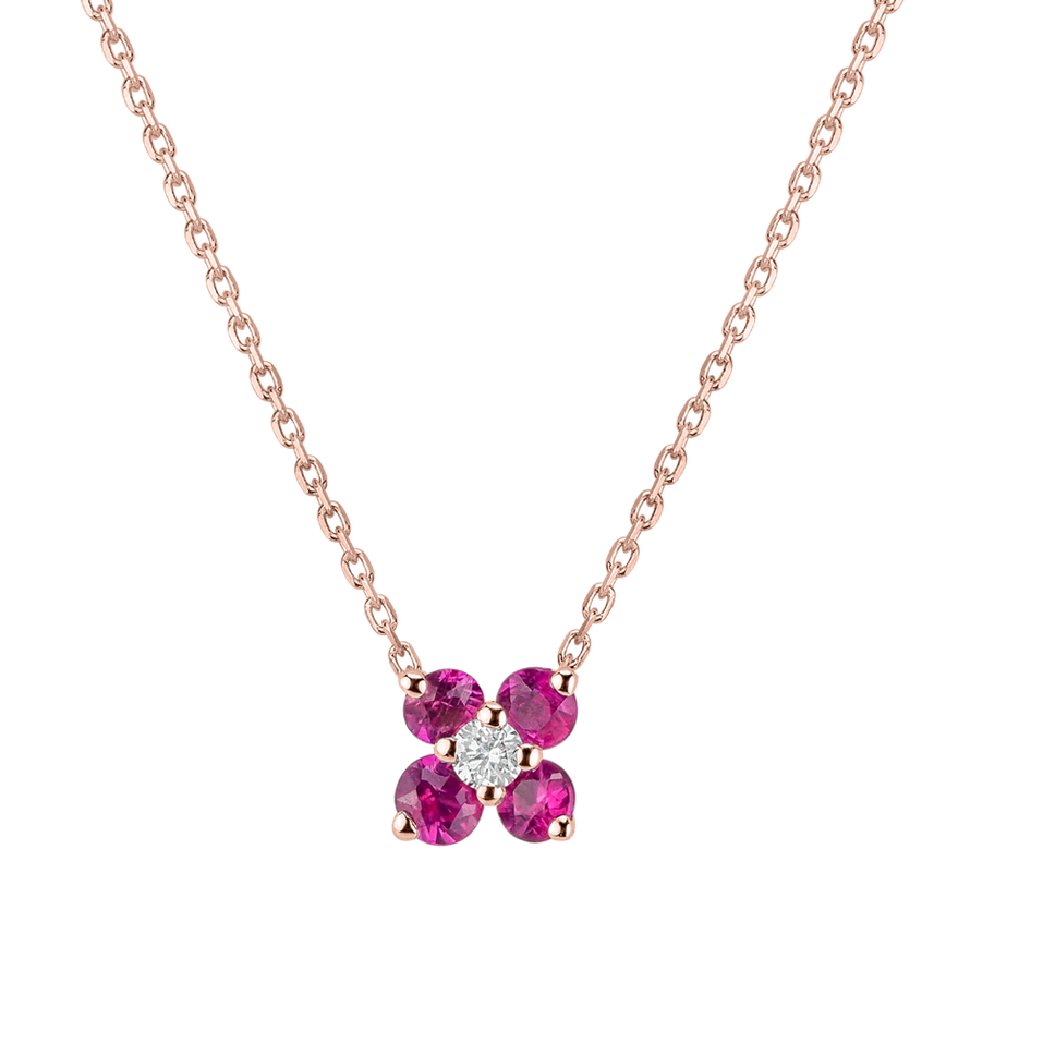 Diamond necklace with Ruby Divine Bloom