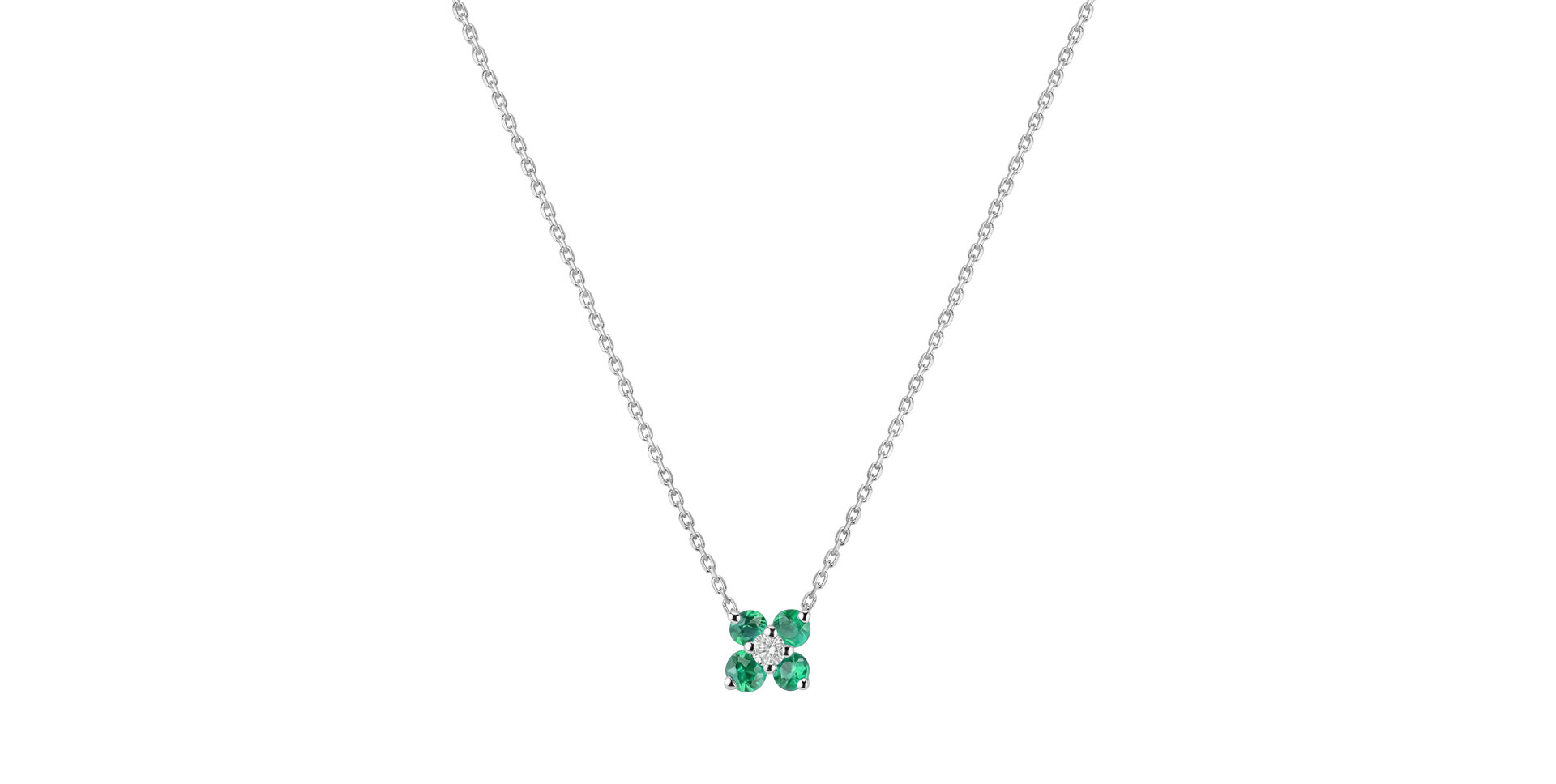 Diamond necklace with Emerald Divine Bloom
