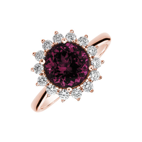 Diamond ring with Rhodolite Stellar Sun