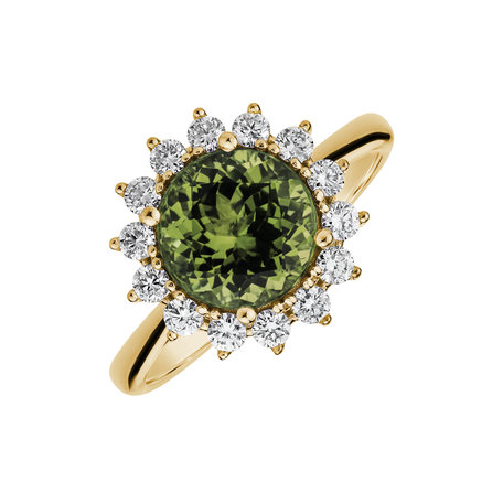 Diamond ring with Tourmalíne Stellar Sun