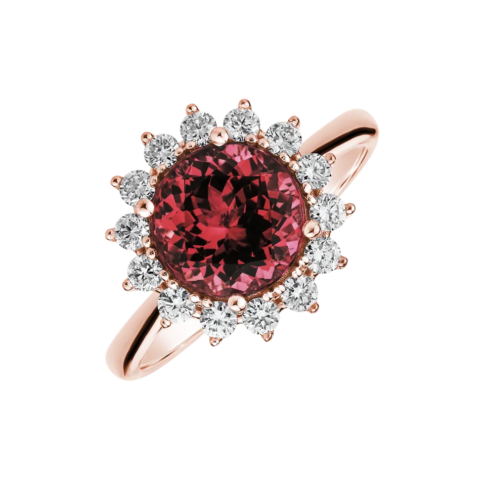Diamond ring with Tourmalíne Stellar Sun