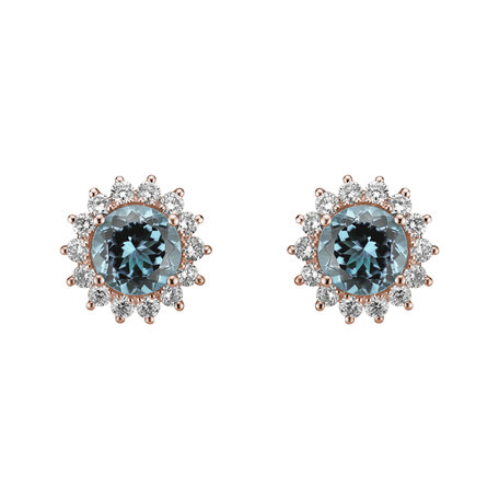 Diamond earrings with Topaz Sky Lilac Flower