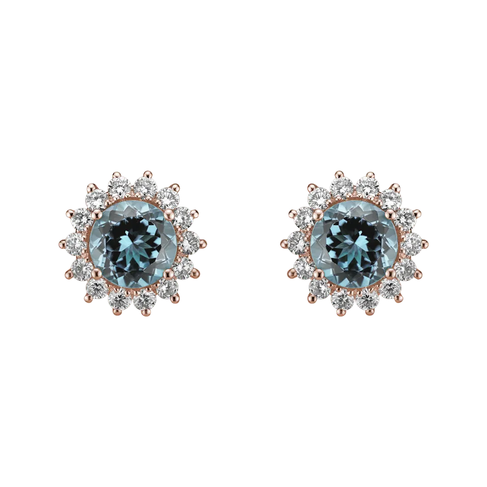 Diamond earrings with Topaz Sky Lilac Flower
