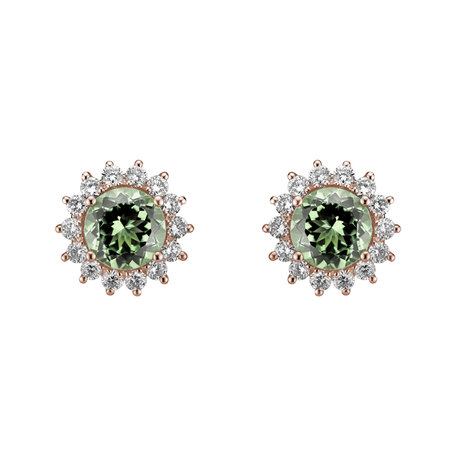 Diamond earrings with Amethyst Lilac Flower